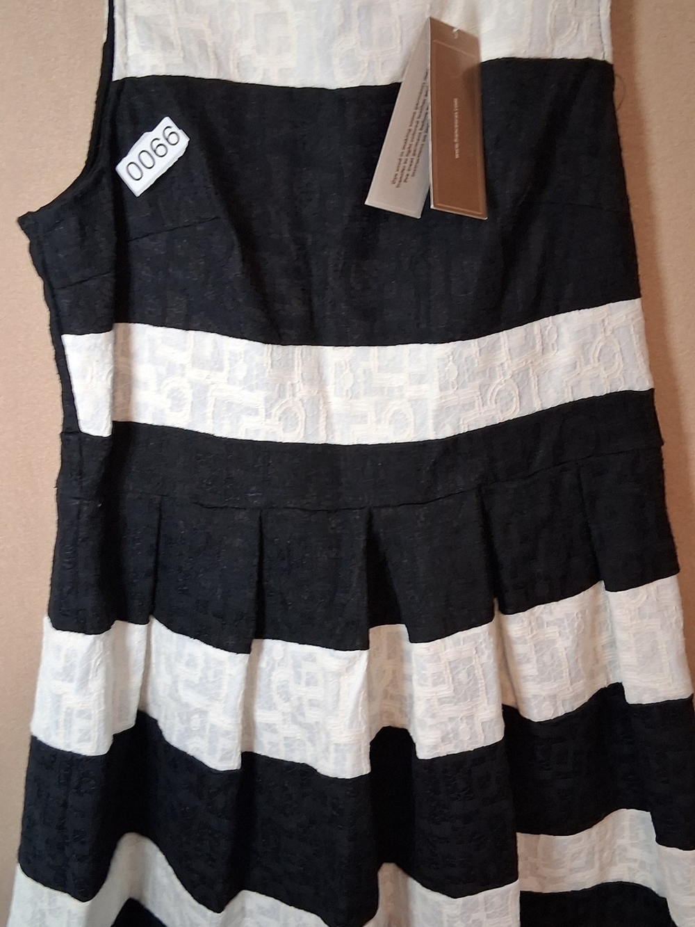 Miami By Francesca's Black and White Striped Skater Dress